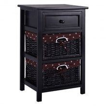 Load image into Gallery viewer, Black/White 3 Tiers 1 Drawer Night Stand-Black
