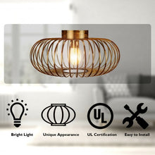 Load image into Gallery viewer, Antique Brass Metal Flush Mount Ceiling Pendant Light
