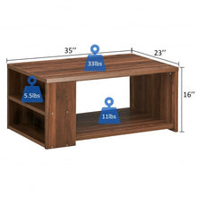 Load image into Gallery viewer, Coffee Table Sofa Side Table with Storage Shelves -Walnut
