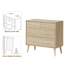 Load image into Gallery viewer, 4-Drawer Dresser Cabinet Storage Organizer Rubber Leg with Rail-Oak
