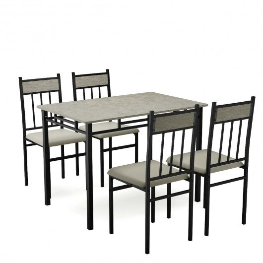 5 Piece Faux Marble Dining Set Table