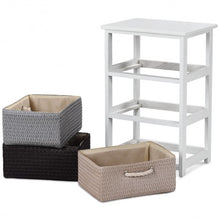 Load image into Gallery viewer, Wooden Storage End Nightstand  with Weaving Baskets-3-Tier
