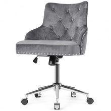Load image into Gallery viewer, Tufted Upholstered Swivel Computer Desk Chair with Nailed Tri-Gray
