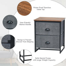 Load image into Gallery viewer, Metal Frame Nightstand Side Table Storage with 2 Drawers-Black

