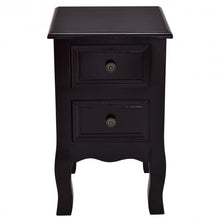 Load image into Gallery viewer, Wood Accent End Nightstand w/ 2 Storage Drawers-Black
