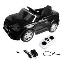 Load image into Gallery viewer, 12 V Audi A3 Kids Ride on Car with RC + LED Light + Music-Black
