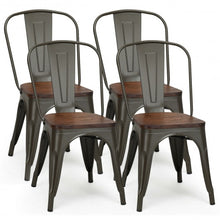 Load image into Gallery viewer, Set of 4 Stackable Tolix Style Metal Wood Dining Chair-Gun
