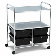 Load image into Gallery viewer, 4 Drawers Shelves Rolling Storage Cart Rack-Black

