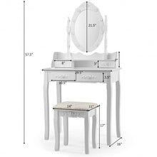 Load image into Gallery viewer, Makeup Vanity Dressing Table Set with Dimmable Bulbs Cushioned Stool-White
