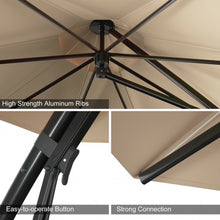 Load image into Gallery viewer, 11 Feet Outdoor Cantilever Hanging Umbrella with Base and Wheels-Beige
