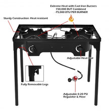Load image into Gallery viewer, 150000 BTU Double Burner Outdoor Stove BBQ Grill
