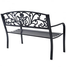 Load image into Gallery viewer, 50&quot; Patio Park Steel Frame Cast Iron Backrest Bench Porch Chair
