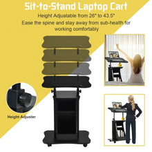 Load image into Gallery viewer, Sit-to-Stand Laptop Desk Cart Height Adjustable with Storage-Black
