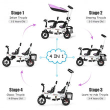 Load image into Gallery viewer, Twins Kids Baby Tricycle With Safety Double Rotatable Seat-Pink
