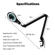 Load image into Gallery viewer, LED Magnifying Glass Desk Lamp with Swivel Arm-Black
