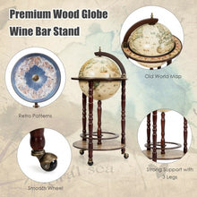 Load image into Gallery viewer, 17&quot; Italian Style Wooden Globe Liquor Bottle Wine Rack
