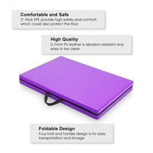 Load image into Gallery viewer, 6� x 24&quot; x 1.5&#39;&#39; Thick Two Folding Panel Gymnastics Mat-Purple
