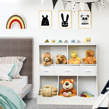 Load image into Gallery viewer, Freestanding Combo Cubby Bin Storage Organizer Unit W/3 Baskets-White
