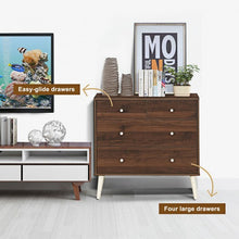 Load image into Gallery viewer, 4-Drawer Dresser Cabinet Storage Organizer Rubber Leg with Rail-Walnut
