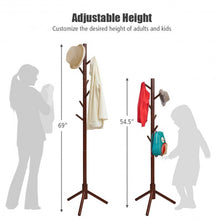 Load image into Gallery viewer, 2 Heights Wooden Coat Rack with 8 Hooks-Walnut
