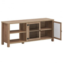 Load image into Gallery viewer, Wooden TV Stand with 2 Metal Mesh Doors -Natural
