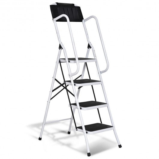 2-in-1 Folding Non-slip 4 Step Ladder