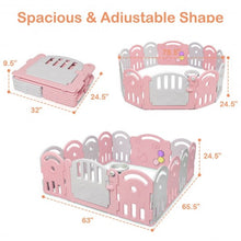 Load image into Gallery viewer, 14-Panel Baby Playpen with Music Box &amp; Basketball Hoop-Pink
