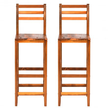 Load image into Gallery viewer, Set of 2 Ladder Back 28.5" Acacia Wood Patio Bar Stool
