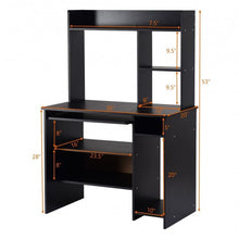 Load image into Gallery viewer, Hutch Storage Shelves Keyboard Tray Organizer Computer Desk

