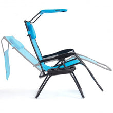 Load image into Gallery viewer, Folding Recliner Lounge Chair with Shade Canopy Cup Holder-Blue

