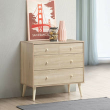 Load image into Gallery viewer, 4-Drawer Dresser Cabinet Storage Organizer Rubber Leg with Rail-Oak
