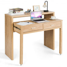 Load image into Gallery viewer, Extendable Computer Desk with Pull Out Secondary Desk-Natural
