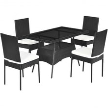 Load image into Gallery viewer, 5 PCS Patio Rattan Dining Set with Glass Top
