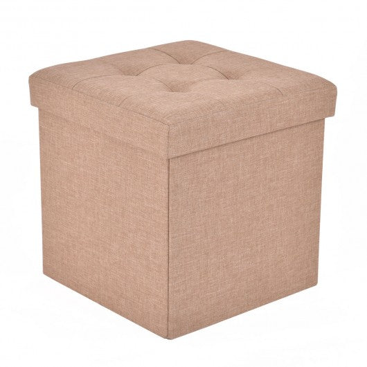 Cube Folding Ottoman Storage Seat - Beige