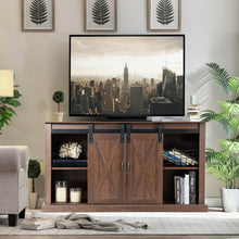 Load image into Gallery viewer, Sliding Barn Door TV Stand with Storage-Brown
