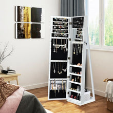 Load image into Gallery viewer, Mirrored Lockable Standing Jewelry Storage Organizer-White
