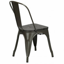 Load image into Gallery viewer, 4 pcs Tolix Style Metal Dining Side Chair Stackable Wood Seat-Black
