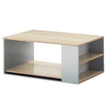 Load image into Gallery viewer, Coffee Table Sofa Side Table with Storage Shelves -Natural
