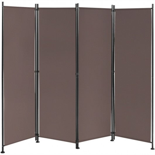 4-Panel Room Divider Folding Privacy Screen-Coffee