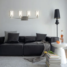 Load image into Gallery viewer, 4-Light Wall Sconce with Clear Glass Shade-Sliver
