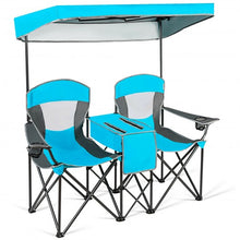 Load image into Gallery viewer, Portable Folding Camping Canopy Chairs w/ Cup Holder-Blue
