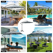 Load image into Gallery viewer, 10FT Offset Umbrella with 8 Ribs Cantilever and Cross Base Tilt Adjustment-Gray
