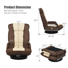 Load image into Gallery viewer, 360-Degree Swivel Gaming Floor Chair with Foldable Adjustable Backrest-Brown
