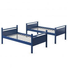 Load image into Gallery viewer, Twin Over Twin Bunk Bed Convertible 2 Individual Beds Wooden -Navy
