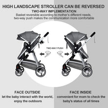 Load image into Gallery viewer, 2 in 1 High Landscape Convertible Reversible Bassinet Pram-Dark Gray
