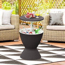 Load image into Gallery viewer, 3 in 1 8 Gallon Patio Rattan Cooler Bar Table with Adjust Ice Bucket-Black
