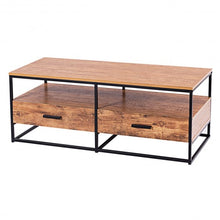 Load image into Gallery viewer, 47&quot; 2-Tier Cocktail 2 Drawer Coffee Table Metal Desk
