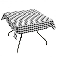 Load image into Gallery viewer, 10 Pcs 52&quot; x 52&quot; Square Polyester Plaid Dinner Tablecloth-Black
