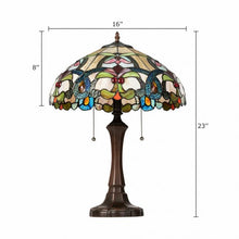 Load image into Gallery viewer, Tiffany-Style Victorian 2-Light Table Lamp with 16" Stained Shade
