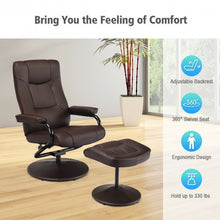 Load image into Gallery viewer, Swivel Lounge Chair Recliner with Ottoman-Brown
